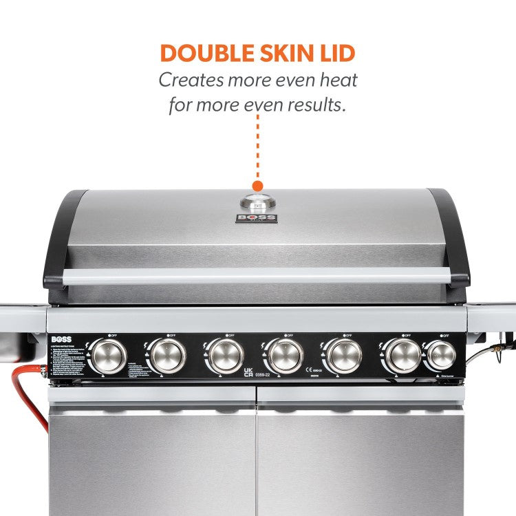 Boss Grill Alabama Elite - 6 Burner Gas BBQ with Side Burner - Stainless Steel SKU: IQBBQ6BSS