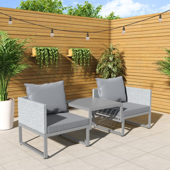 2 Seater Grey Garden Rattan Modular Bistro Set & Lounger - Fortrose SKU: FTR099