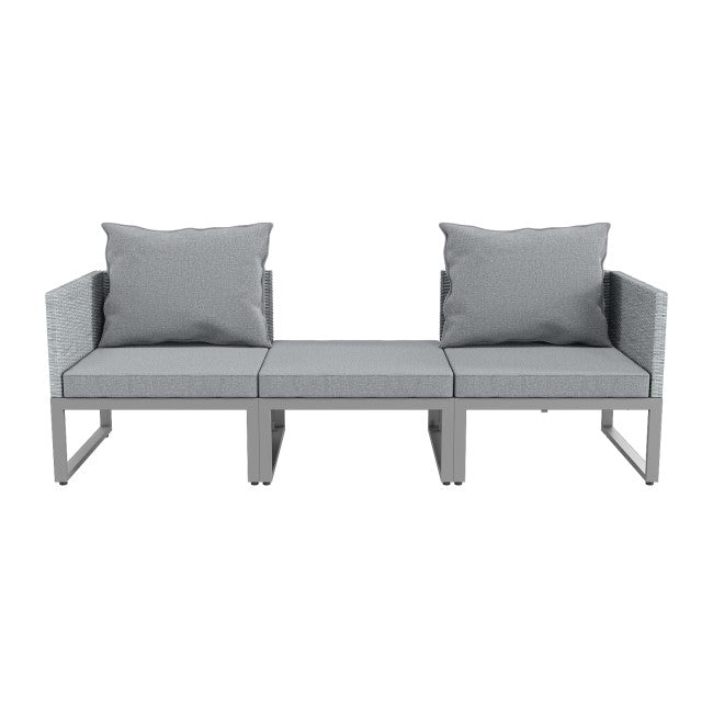2 Seater Grey Garden Rattan Modular Bistro Set & Lounger - Fortrose SKU: FTR099
