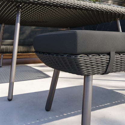 6 Seater Dark Grey Rattan Corner Dining Set with 2 Benches - Como  SKU: FTR202