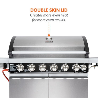 Boss Grill Alabama Elite - 6 Burner Gas BBQ with Side Burner - Stainless Steel   SKU: IQBBQ6BSS