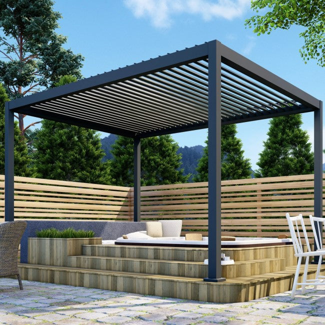 Heavy Duty Aluminium Hot Tub Pergola with Louvred Roof - 6 x 3m   SKU: OL6X3