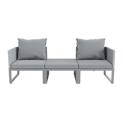 2 Seater Grey Garden Rattan Modular Bistro Set & Lounger - Fortrose  SKU: FTR099