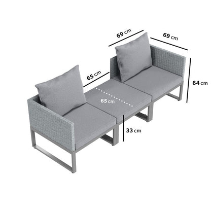 2 Seater Grey Garden Rattan Modular Bistro Set & Lounger - Fortrose  SKU: FTR099