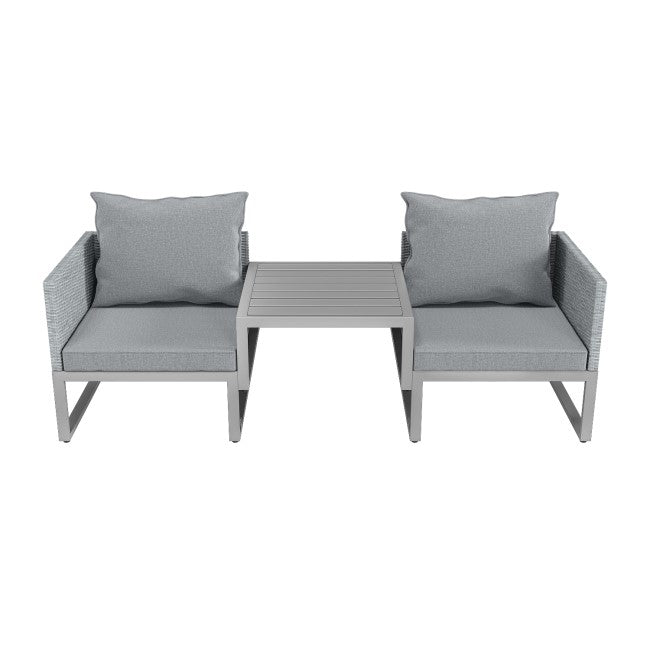 2 Seater Grey Garden Rattan Modular Bistro Set & Lounger - Fortrose  SKU: FTR099