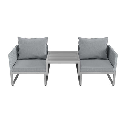 2 Seater Grey Garden Rattan Modular Bistro Set & Lounger - Fortrose  SKU: FTR099